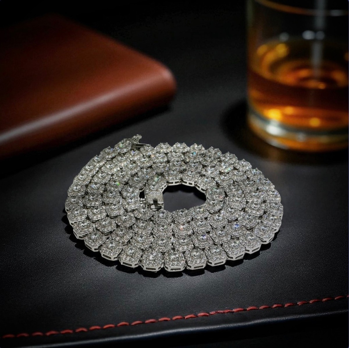 Hip Hop Iced Out 6mm Cubic Zirconia Ice Cube Tennis Chain/925
