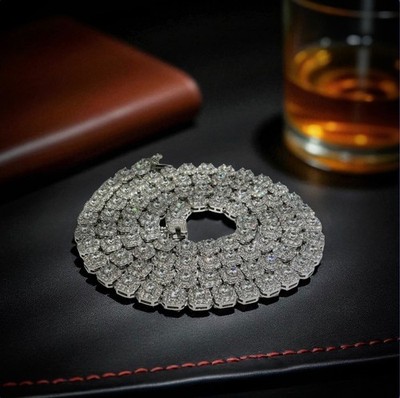 Hip Hop Iced Out 6mm Cubic Zirconia Ice Cube Tennis Chain/925