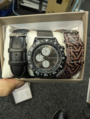 Brand New In Box Bellfield Multi Strap Watch In Black With Presentation Box