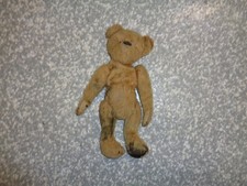 Antique Mohair Golden Brown Straw Filled Jointed Teddy Bear 10"