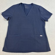 FIGS Casma Scrub Top Womens Large Blue Three Pocket V Neck Stretch Medical