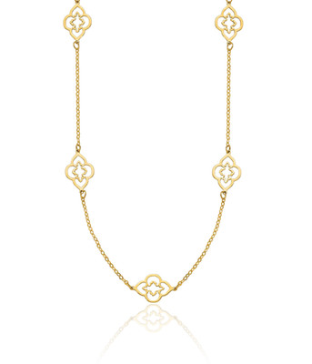 14K massives Gelbgold kleine Blume Station Anhänger Halskette 18mm 3/4 Zoll