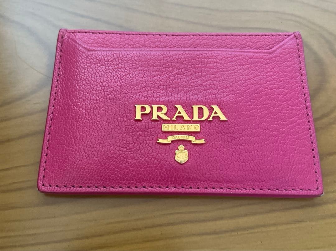 Prada Pink Goat Leather Card Holder with Logo and 3 Card Slots thumbnail 2
