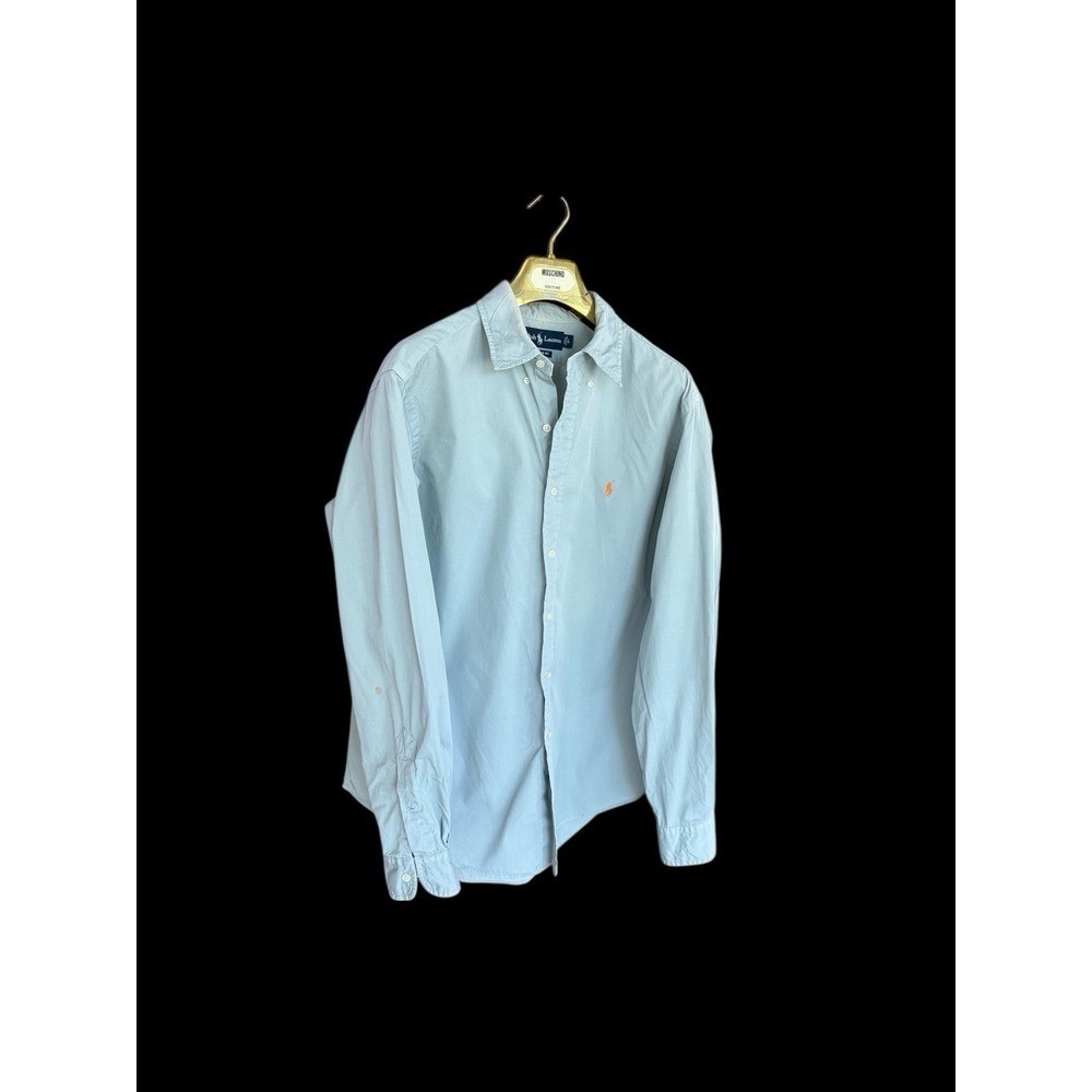 Vintage Ralph Lauren Polo Classic Fit Button Down Shirt Large Mint Grey *Flaws