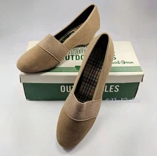 Daniel Green Outdorables Olivia Taupe Suede Slip-on Wedge Women Sz 8 Vtg NOS