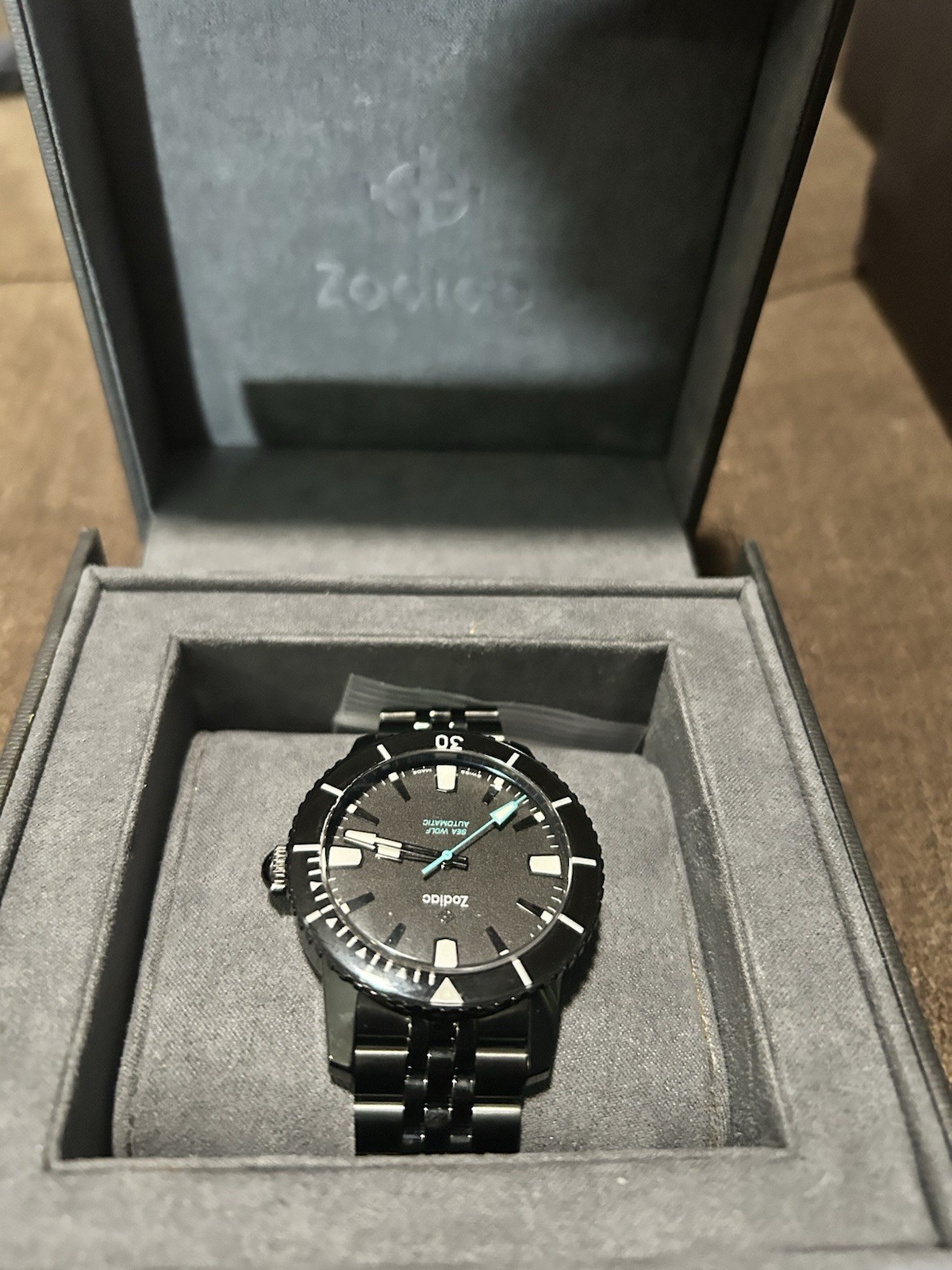 NEW Zodiac Super Sea Wolf 53 Compression Automatic Black Mens Watch ZO9276