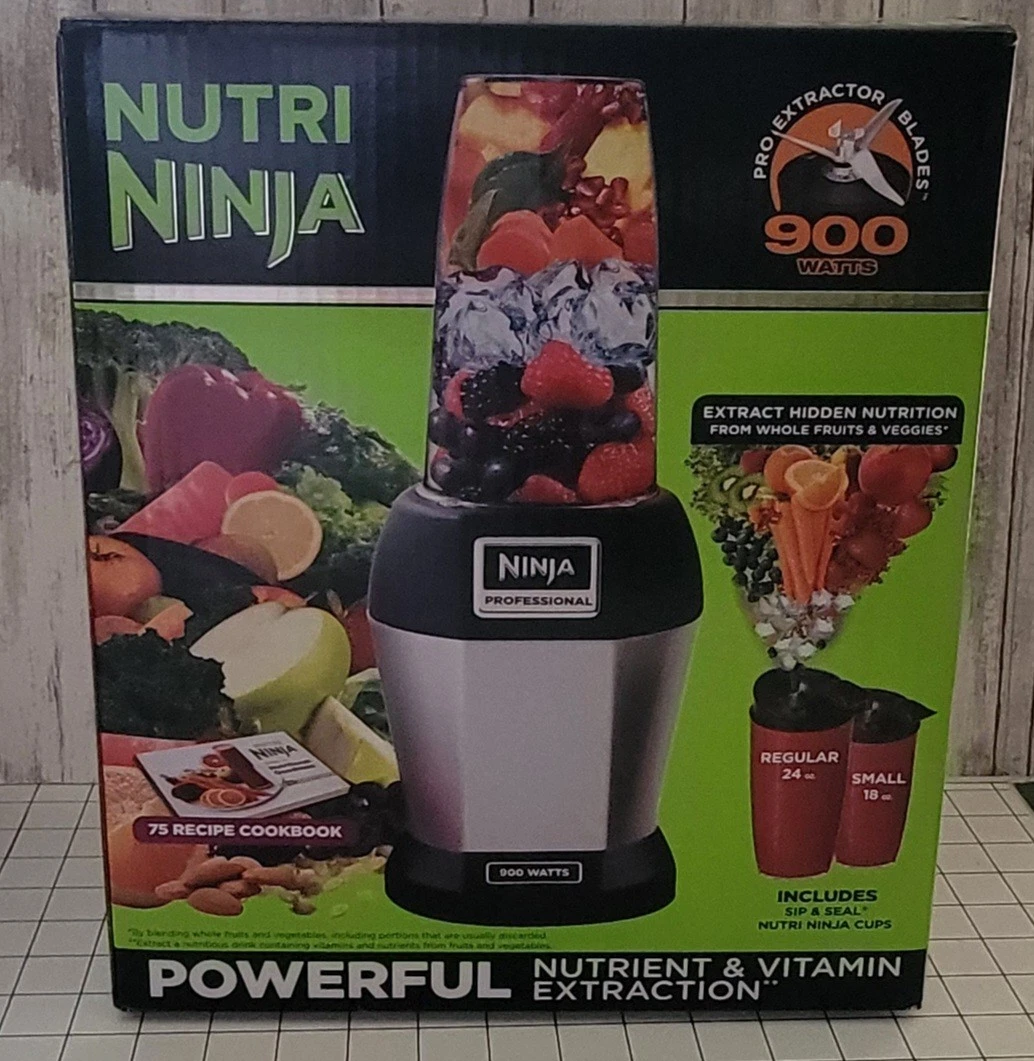 Nutri Ninja Blender - 900 Watts Includes Recipe Book, 2 Cups W Lids- Sealed New