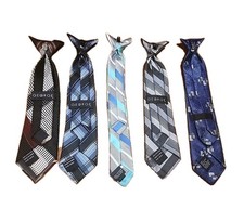 Lot of 5 Boys  Clip-On Ties Kid  s Neck Ties Multiple Styles Colors Brands
