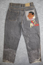 Vintage FUBU Platinum Fat Albert Embroidered Baggy Y2K Hip Hop Jeans 34x34