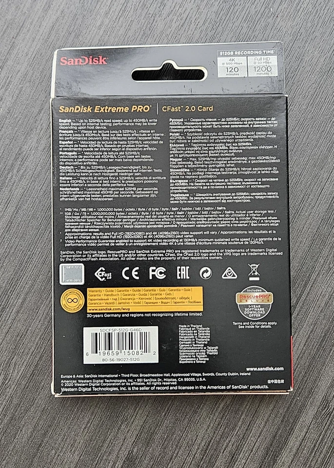 SanDisk 512GB Extreme PRO CFast 2.0 Memory Card | New & Sealed - 2025 Release - Image 4 of 4