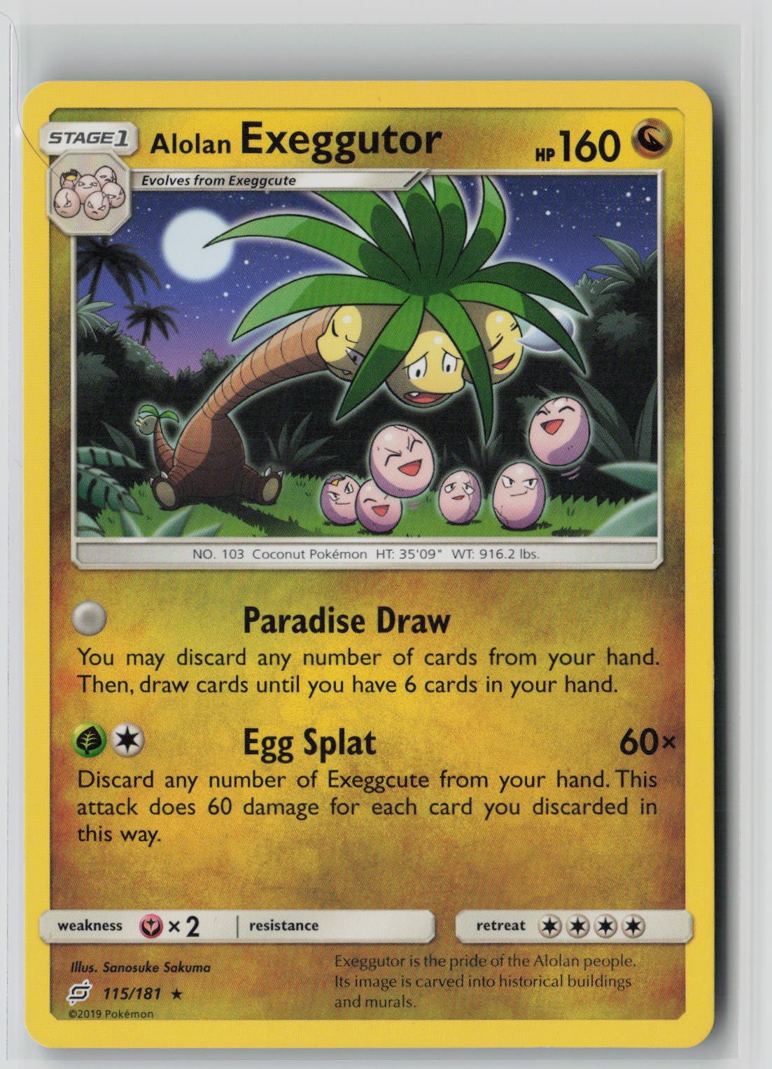 Alolan Exeggutor 115/181 Rare Team Up Pokemon NM