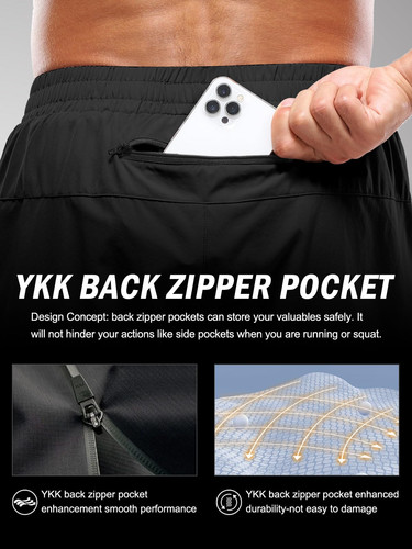 Men's Workout Shorts with Liner 5 Inch Quick Dry 2 in 1 Running Shorts for Me... - Foto 3 di 7