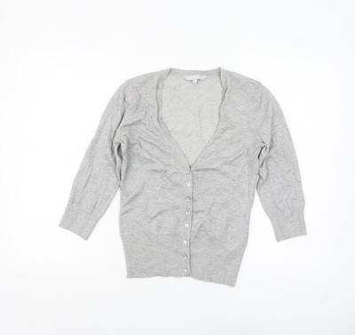 Grauer Damen-Cardigan Pullover UK Größe 10 rote Heringe