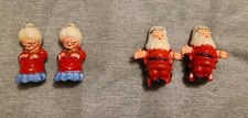 Vintage Tiny Plastic Celluloid Christmas Figure lot Hong Kong Santa  Mrs Claus