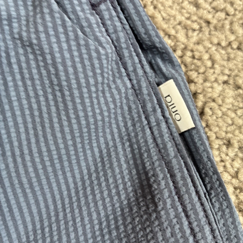 Bañador corto forrado Onia Blue Seersucker de nailon elástico para hombre talla M Foto 4 de 4