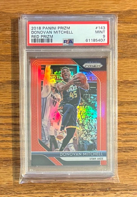 2018 Panini Prizm Donovan Mitchell #143 Red Prizm /299 PSA 9 Mint Card
