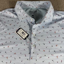 johnnie-O Polo Shirt Mens Large Light Blue Performance UPF 50 Cocktail Golf