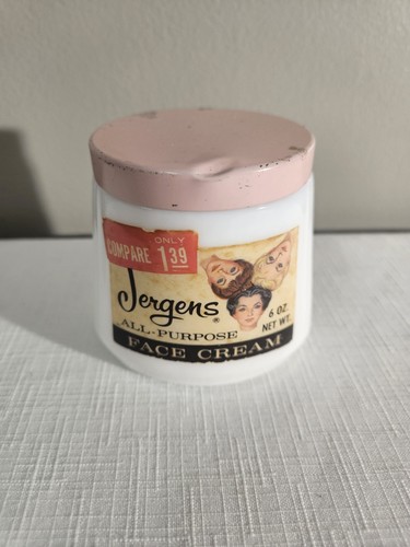 Vintage Jergens Allzweck Rosa Gesichtscreme Milchglas 4oz Leer