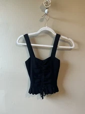 NWT Divided by H&M Black peplum tie sweater tank XS