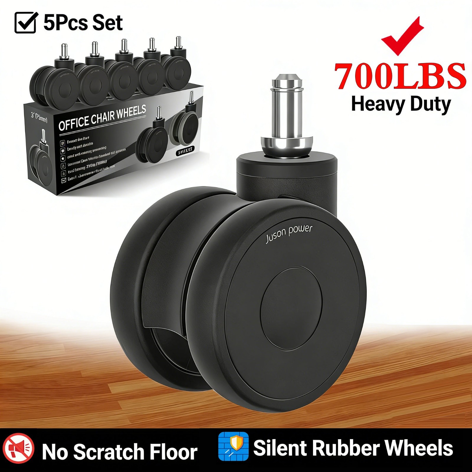 Casters Silent Rubber Wheels No Scratch Floor