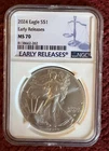 Rare “2024 American Silver Eagle S $1 MS-70 NGC (Early Releases) CERTIFIED