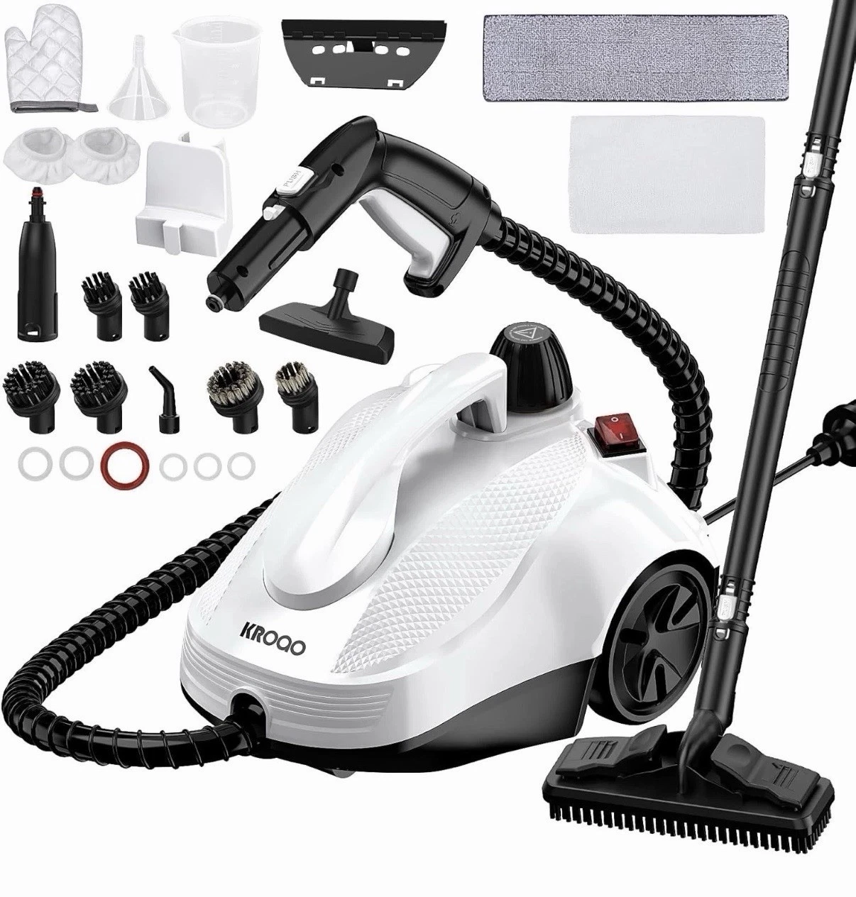 KroQo Steam Cleaner Heavy Duty Canister Steamer W/23 Accessories Steam Mop White
Opens in a new wind