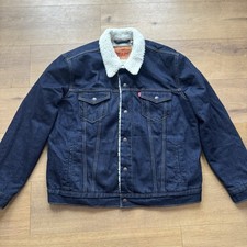 Levi s Denim Type III Sherpa Trucker Jacket Blue Mens Large Streetwear Classic