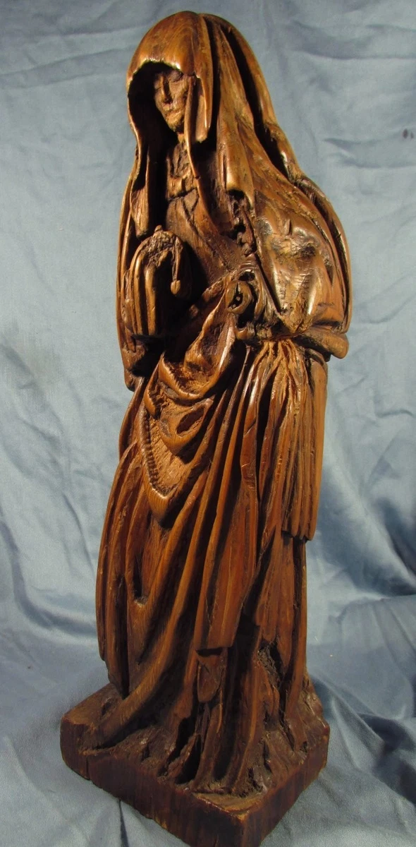 ANCIENNE SATUETTE VIERGE Marie Bois Polychrome début XXé EUR 28,50