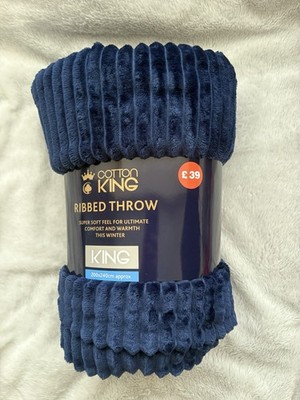 Decke / Überwurf marine King Size geripptes Fleece 200 x 240 cm