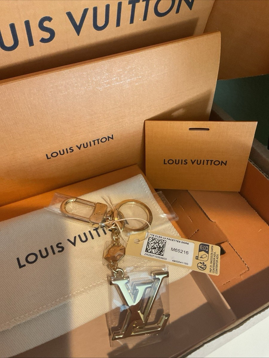Authentic LOUIS VUITTON LV GOLD Facettes Key Holder Bag Charm