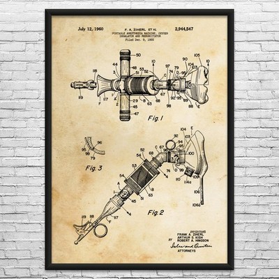 Oxygen Inhalator Patent Wall Art: Nurse Gift, Anesthetist Gift, Pharmacy Art