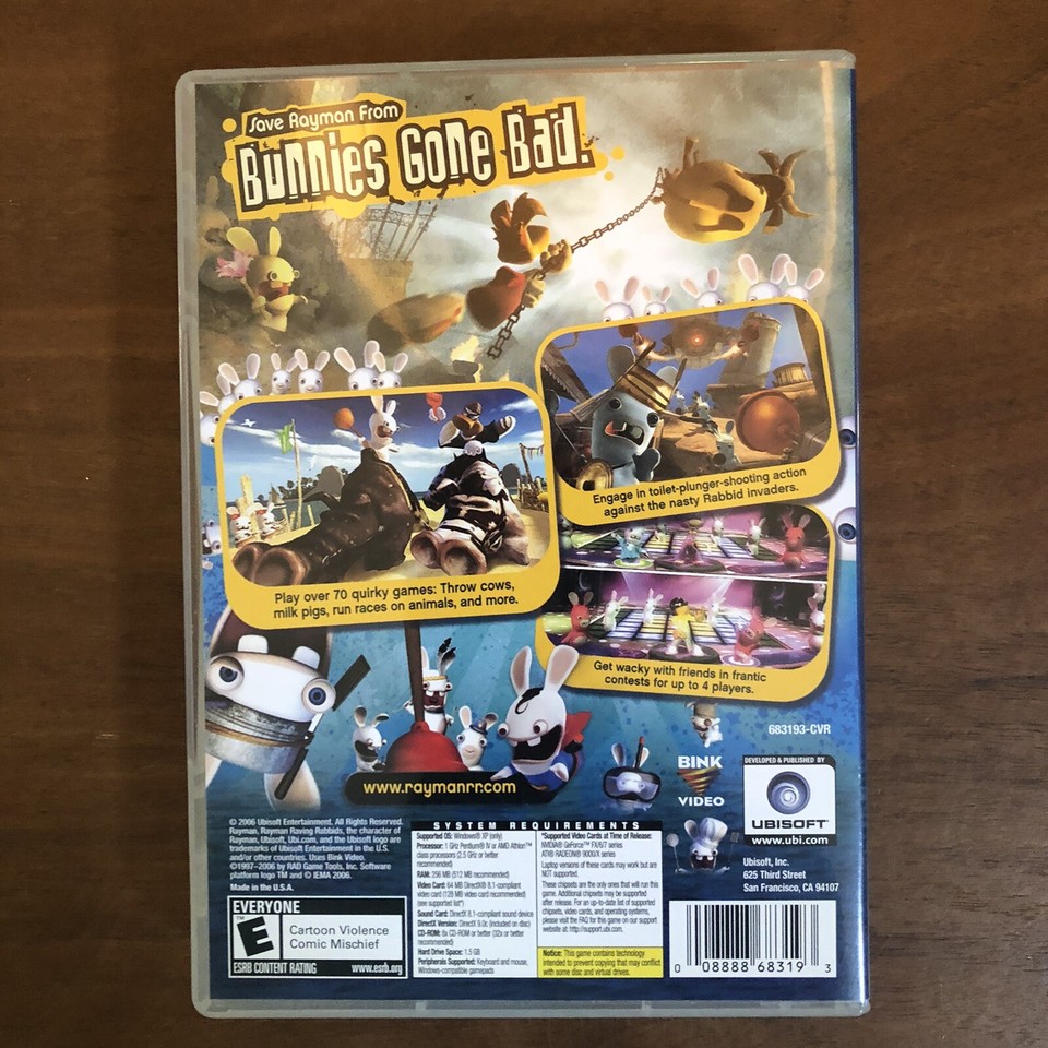 Rayman Raving Rabbids (PC, 2006) Complete in Box (Disc One Has Ring ...