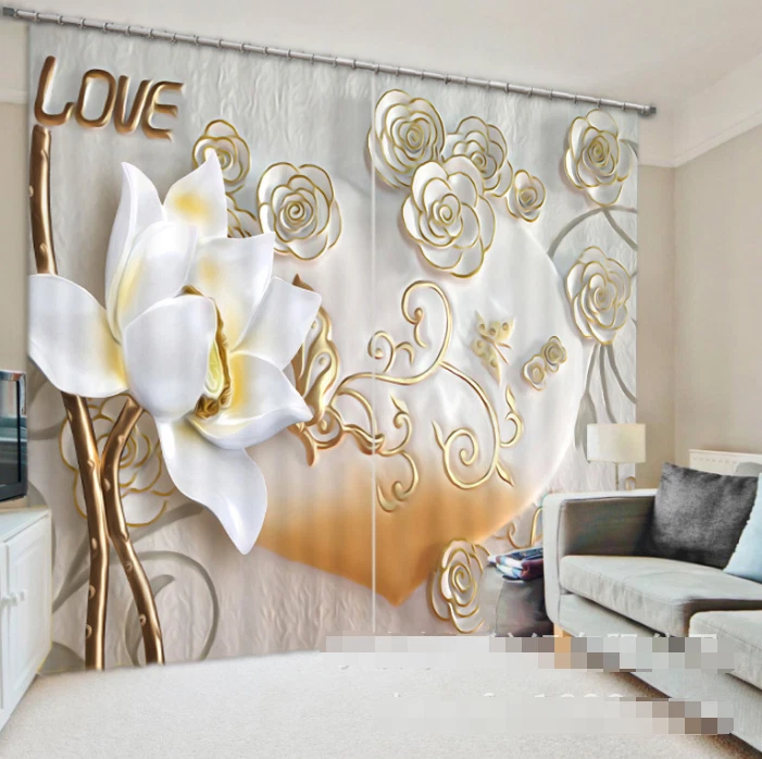 3D white Lotus 392 blockade photo curtain print curtain curtains fabric window de