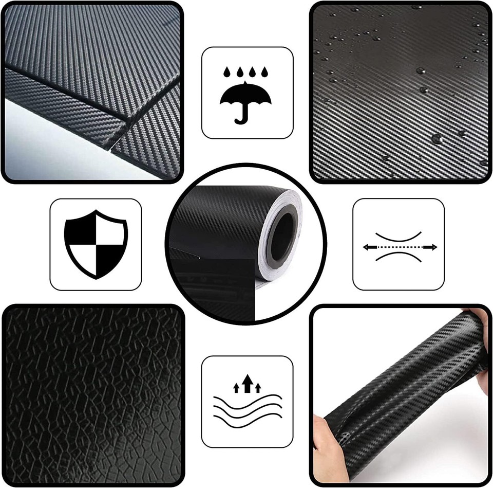 7D Premium Super Gloss Carbon Fiber Vinyl Film Wrap Bubble Free Air ...