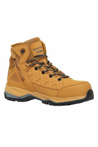 Hard Yakka Work Boots Zip Side Lightweight Wheat Safety Lace ATOMIC Y60280 NEW - Picture 12 of 15