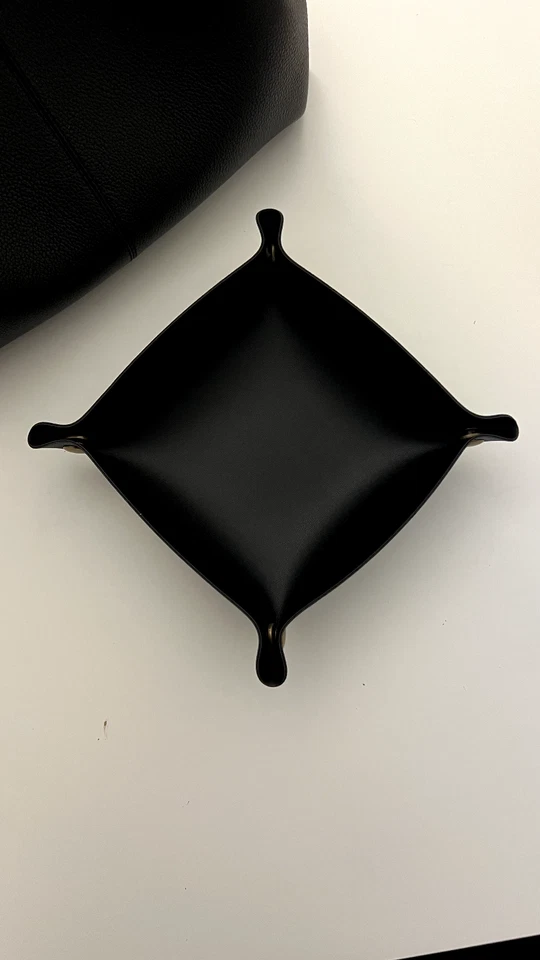 Lederschale Tablett aus PU Leder Schale Ablageschale Schlüsselablage - Schwarz