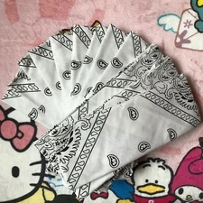 12 Unisex Paisley Bandana Head Wrap Scarf Neck Headband 100% Cotton White