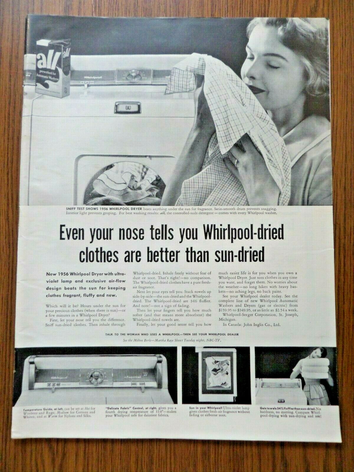 1956 RCA Whirlpool Dryer Ad Even Your Nose Tells you