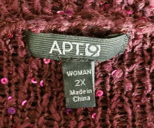Apt 9 Woman 2X Burgundy Pullover Sweater Long Sleeve Layered Sequined Dressy - 第 3/5 張圖片
