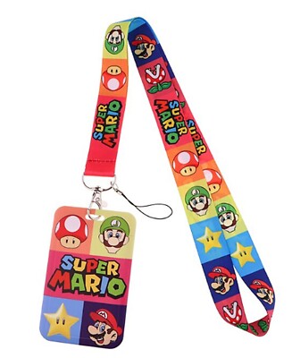 Super Mario Game Characters Themed Lanyard w/ ID Holder Keychain