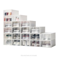 20pcs Shoe Box Stackable Shoe Storage Organizer Sneaker Container Clear