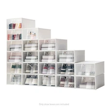 20pcs Shoe Box Stackable Shoe Storage Organizer Sneaker Container Clear