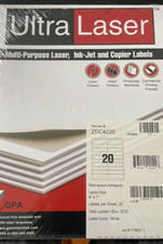 Multi Purpose Laser/Ink Jet White Labels 4" x 1" 20 Per Page 2000 Labels
