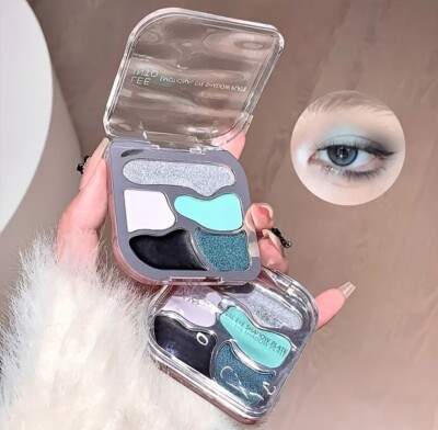 5 Farbtöne Lidschatten Palette SURFER GIRL ~ Matt Schimmer Blau Silber Off-White