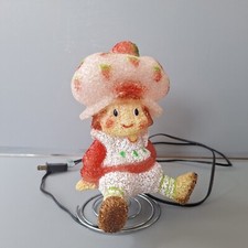 VINTAGE Strawberry Shortcake Nightlight Lamp Popcorn Plastic on Spring Stand 