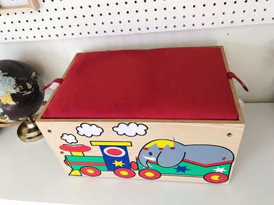 Wood Toy Chest Box Storage Bench Thomas Train Circus Train