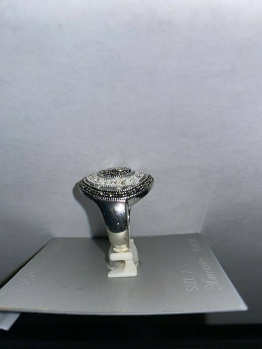 Fine Silver Plated Women Genuine Marcasite Size 7 Swirl Ring $50 - Picture 4 of 8