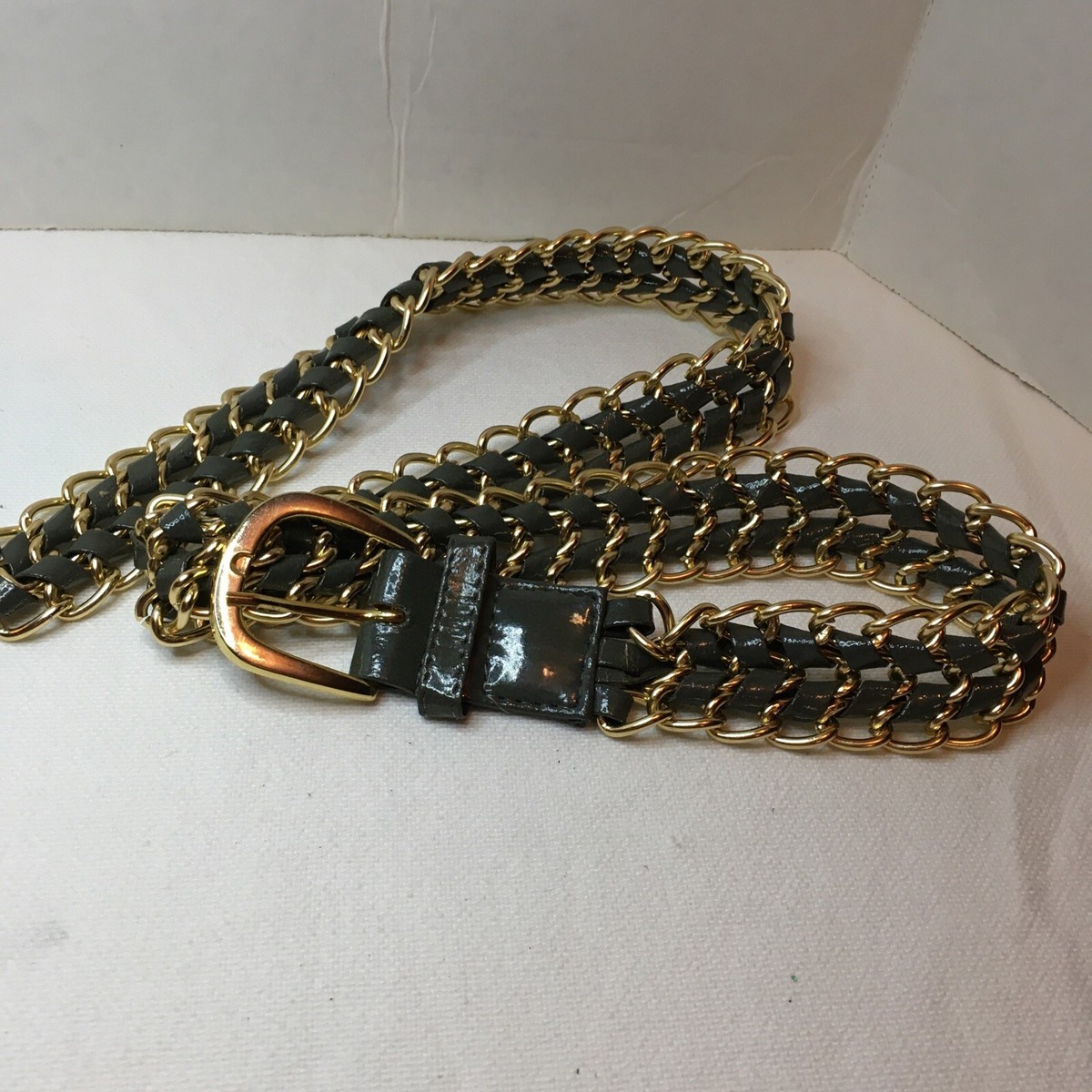 Vintage Goldtone Gray Twisted Unique Ladies Statement Belt  display picture 1