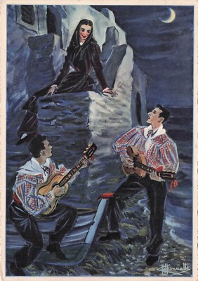AK Karte Card 10x15cm KORSIKA Kunstgruppe CANTU DI CIRNU Serenade hell Mond
