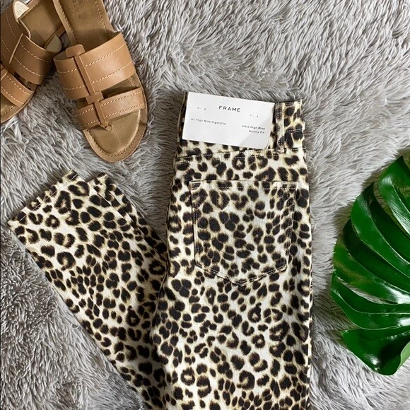 NUEVO CON ETIQUETAS Frame Ali Vaqueros Leopardo Beige tiro Alto 25